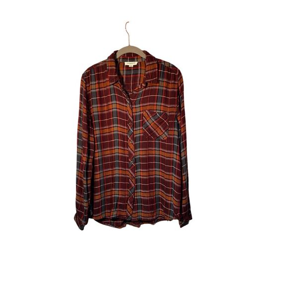 Beach lunch lounge, women’s long sleeve, plaid flannel size large - Picture 1 of 4